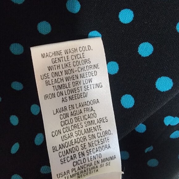 Studio I Dress Womens Size 10 Black Blue Polka Dot Sleeveless Zip Back Pencil - Picture 7 of 7